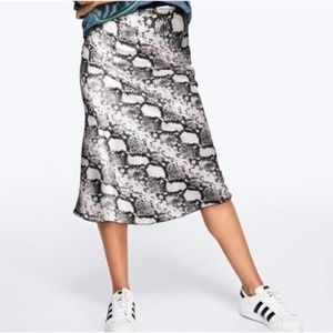 Knit Riot Satin Snakeskin Midi Skirt